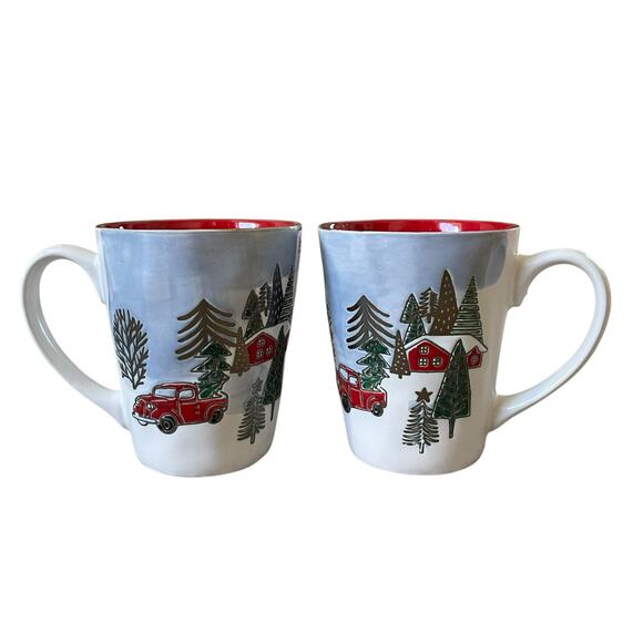 Eli+Ana ELK RIDGE HOLIDAY Ceramic Mug Tea Cup Set of 2 Christmas New - Picture 7 of 11